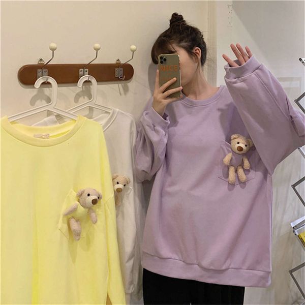 

women's hoodies & sweatshirts hoodie ins super fire bear bodyguard female spring and autumn thin korean net red lazy style bf loose stu, Black