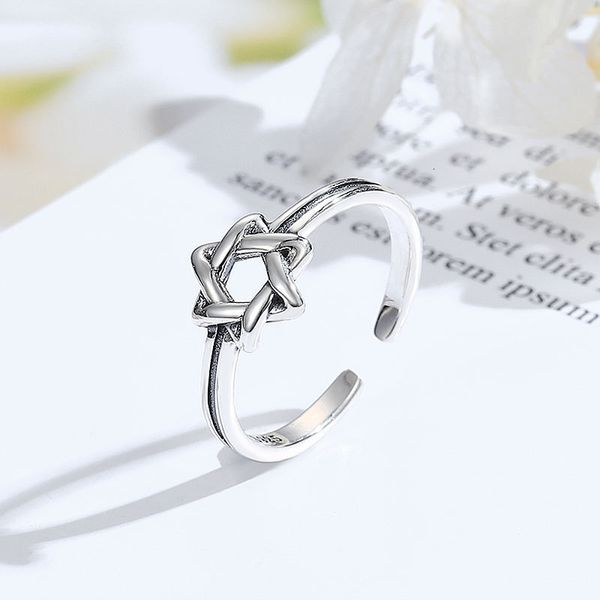 

delicate ring korean version s925 silver hip hop personalized six star for women