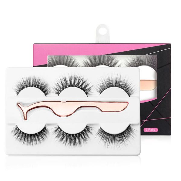 

false eyelashes magefy 3 pairs 3d mink with tweezer crisscross natural long makeup full strip eyelash fluffy fake lashes