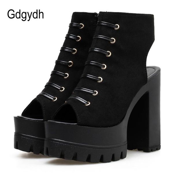 

boots gdgydh cross-tied fashion summer for women spring peep toe shoes woman ankle platform zipper drop ship, Black
