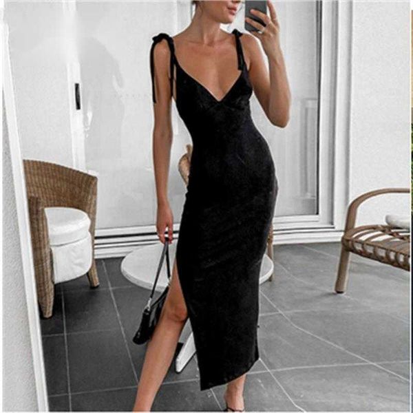 

casual dresses urifens robe femme 2021 slim deep v-neck backless split summer dress women irregular strap long party bt37u, Black;gray