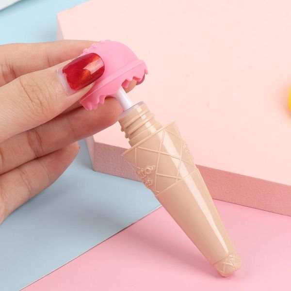

storage bottles & jars 1pcs 8ml lip gloss bottle glaze tube empty pink ice cream cone plastic diy lipgloss packaging container with ser