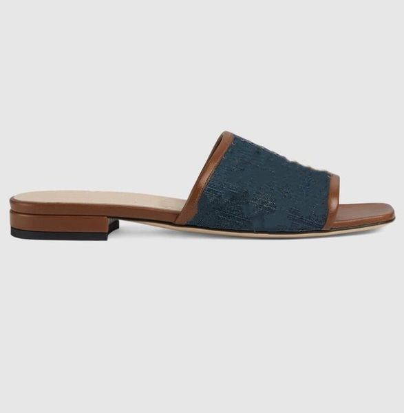 

women leather flat slipper soft outdoor letter printed silver gold mental designer lady square-toed rubber sole slide sandal, Black