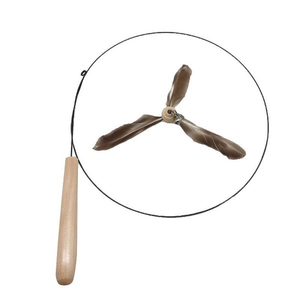 

cat toys pet interactive funny rod steel wire material feather replaceable rotating