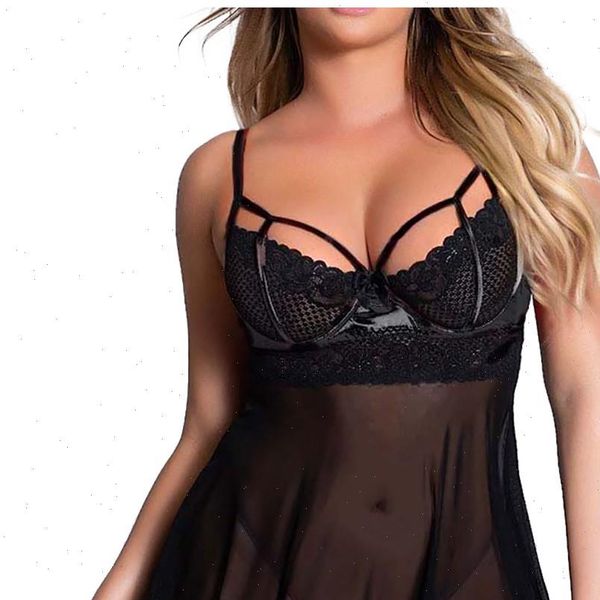 

lace night dress women sleepwear see through lingerie babydoll camisola nightgown nightwear summer nighty nightdress, Black;red