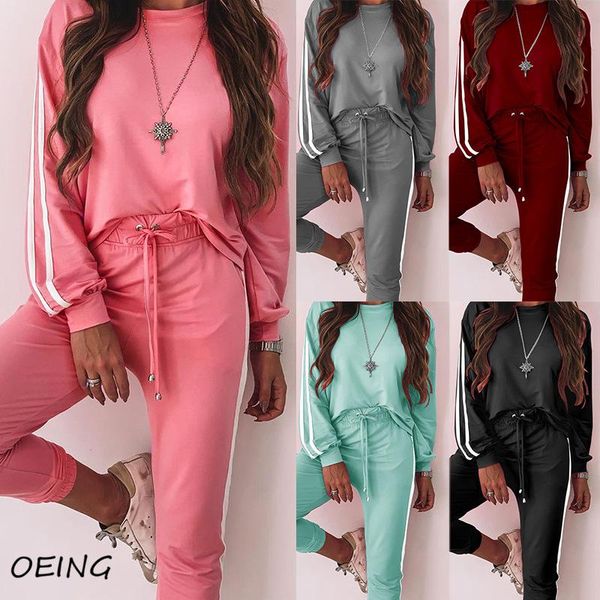 

gym clothing 2021 fashion jogging suits for women stripe tracksuit sport fitness two piece sets outfits, White;black