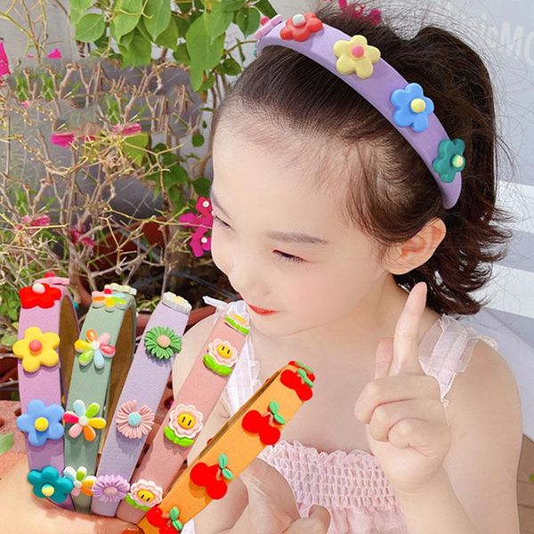 

hair accessories flower fruits 3d pattern headbands for girls wide bezel sponge hairbands non-slip thick hoop, Slivery;white