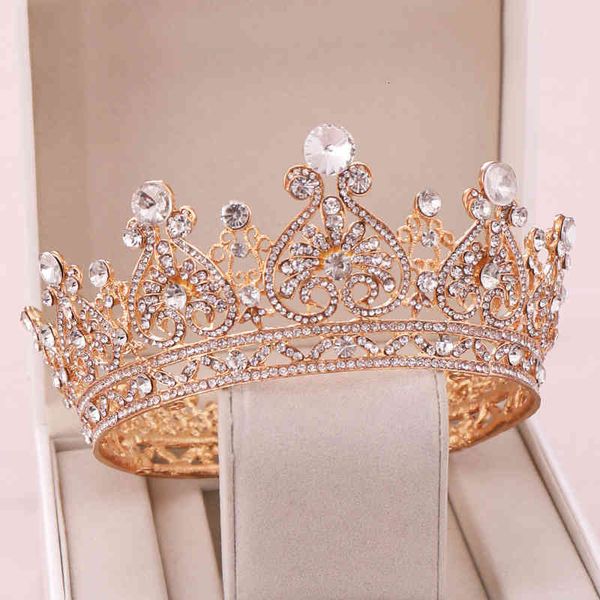 

wedding hair jewelry accessories selling whole circle heart-shaped rhinestone crown princess ornament bride, Slivery;golden
