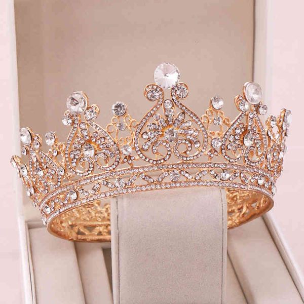 Acessórios de jóias de cabelo de casamento vendendo círculo inteiro coração-dado forma de strass coroa princesa bride