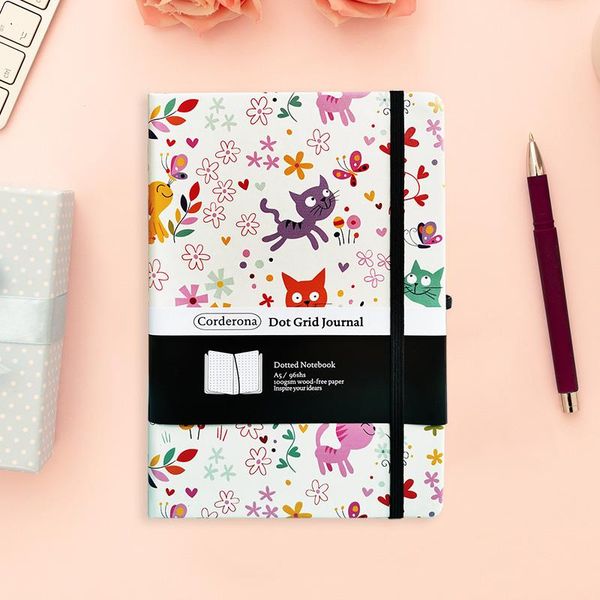 

notepads 160g cute dot matrix notebook kawaii thick diary hand ledger sketchbook cartoon cover notepad school 2021 stationery, Purple;pink