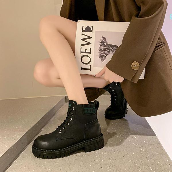 

boots wedges shoes for women winter women's autumn suede woman vulcanize gothic clothing booties 2021, Black