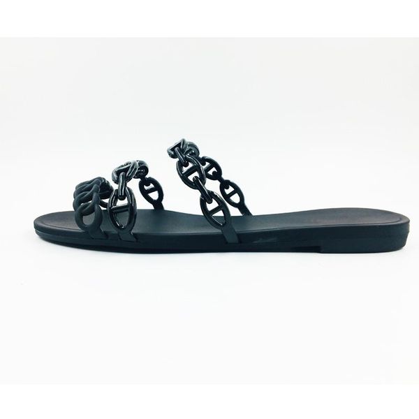 

slippers est pvc chains women jelly shoes 4 colors outside beach, Black