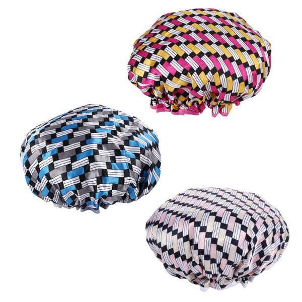 

shower caps 3pcs satin bath thicken bathing double layer hats