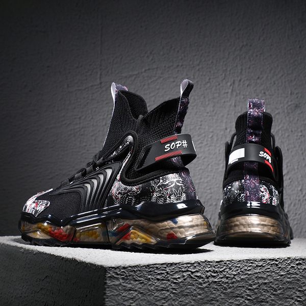 

men shoes sneakers male mens casual shoes 222 222 luxury designer high-shoes shock absorption air cushion design, Black