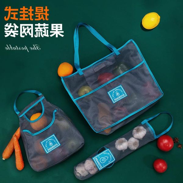 

ginger, multifunctional hangable fruit and kitchen storage breat garlic portable onion vegetable hand-carrying bag, hollow hang ajisb