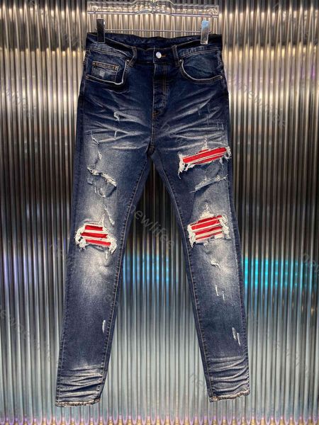 

2021ss designer jeans ainfor balm men's slim-fit ripped pants great quality man designers clothes spring plus size mens jeans t3g3, Blue