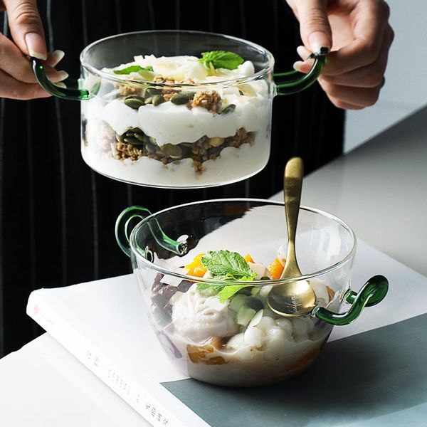 

nordic double ear bowl high borosilicate heat-resistant glass salad home creativity bowls