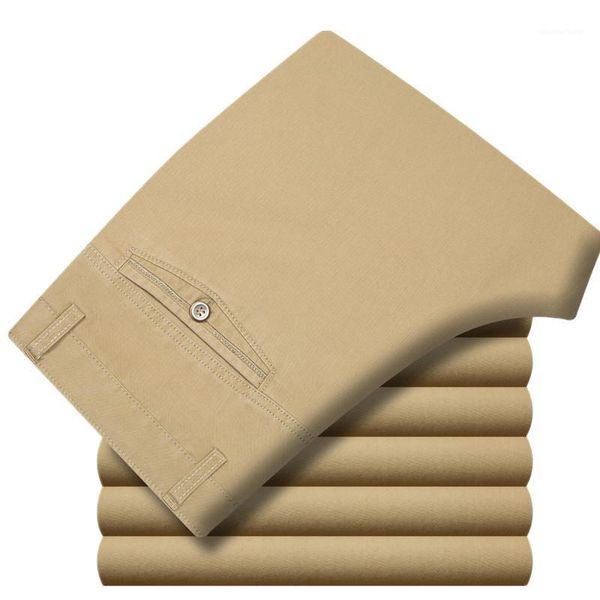 

men's suits & blazers spring summer thin suit pants men middle-aged cotton slacks high waist straight loose solid business casual fathe, White;black