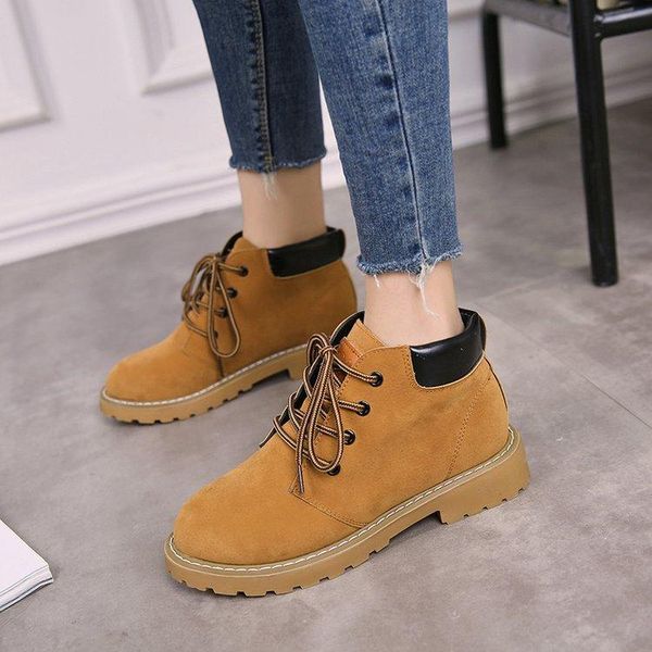 

boots 2021 style fashion women ankle round head thick bottom woman 563io, Black