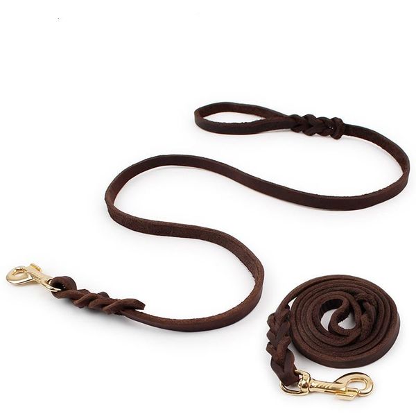 

dog collars & leashes luxury pet cow genuine leather leash training harness adjustable large big cachorro chien hond coleira