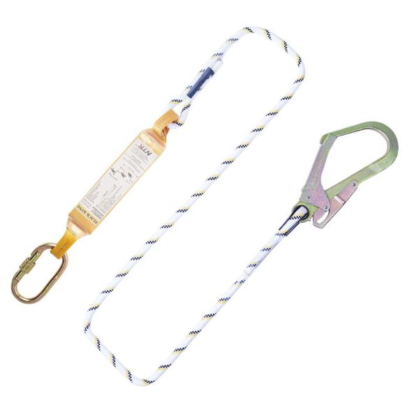 

cords, slings and webbing outdoor rock climbing rope, 23kn safety rappelling rope absorbing braided cord with end hooks, fall protecti