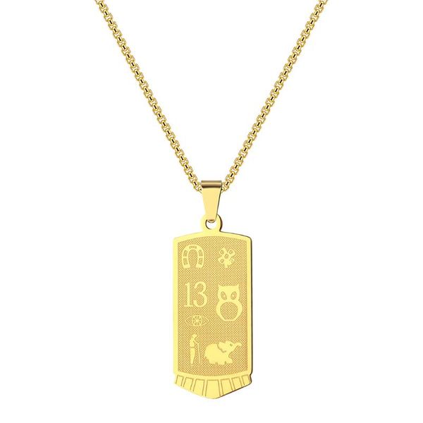 

pendant necklaces kinitial punk lucky charm good luck symbols geometric stainless steel for men women friends jewelry gift, Silver