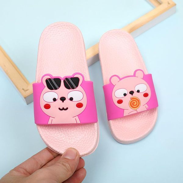 

slipper 2021 children slippers for boy girls cute animal prints kids indoor baby shoes pvc cartoon swimming, Black;grey