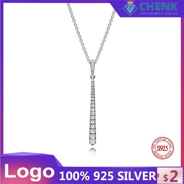

chains 396354cz logotipo de plata esterlina 925 collar alta calidad elegante estilo simple diy a juego encanto dama meteorito, Silver