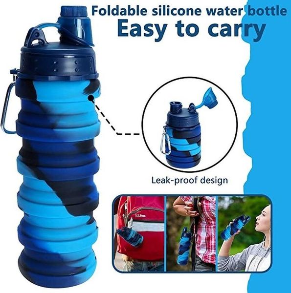 

water bottle collapsible bottles for travel, reusable foldable outdoor gym camping