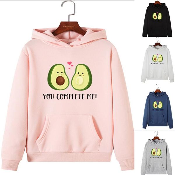 

women's hoodies & sweatshirts hoodie long sleeve avocado cartoon print pullover hooded autumn harajuku women tracksuit, Black