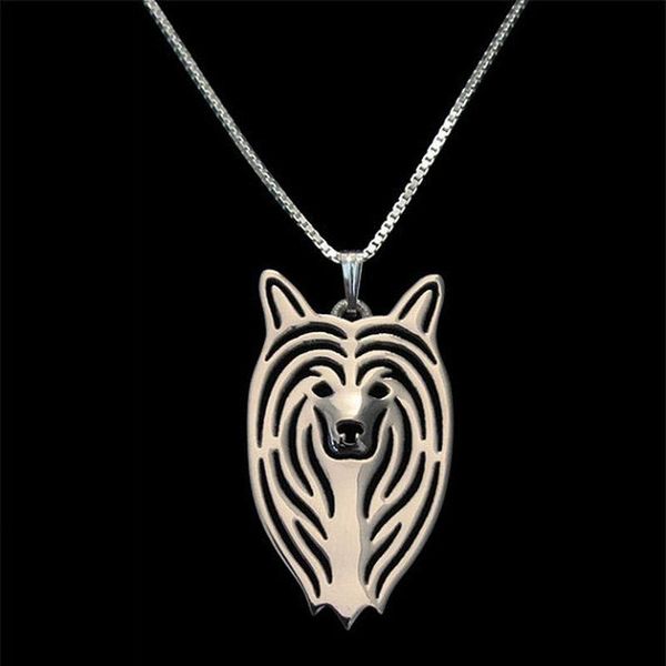 

women's chinese crested necklaces lovers alloy dog drop pendant, Silver