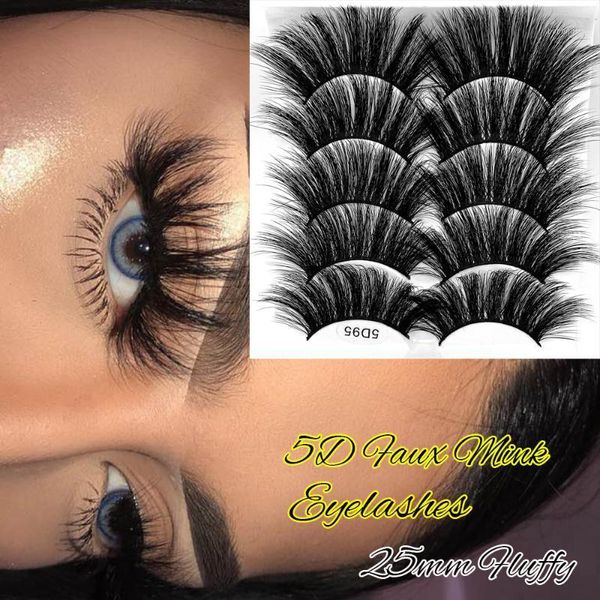 

pairs 25mm 5d faxu mink false eyelashes fluffy wispies volume lashes extension dramatic handmade makeup tools1