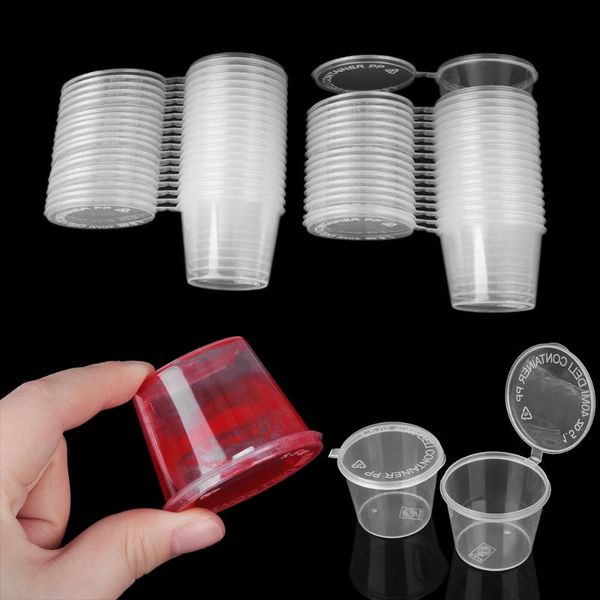 

10/25pcs 25/27/40/45ml plastic takeaway sauce cup containers box with hinged lids pigment paint palette disposable storage bottles & ja jars