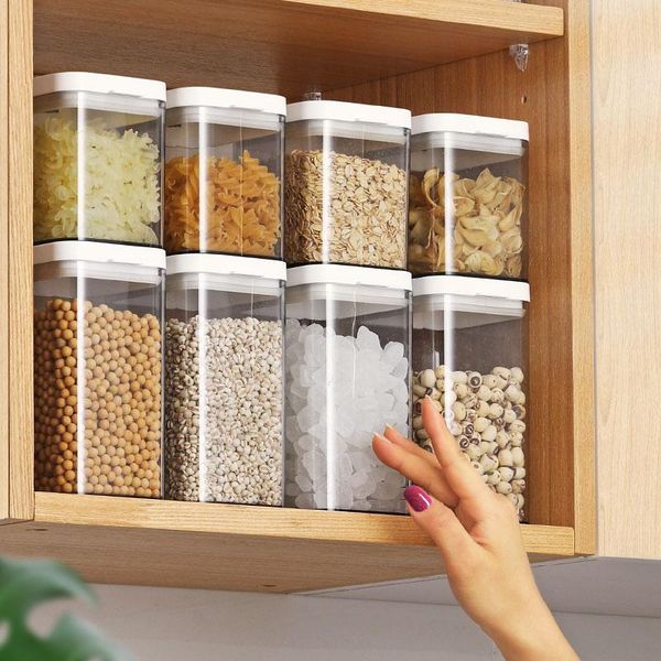 

plastic storage container jar set transparent moisture proof organizer box kitchen sealed containers for cereals bottles & jars