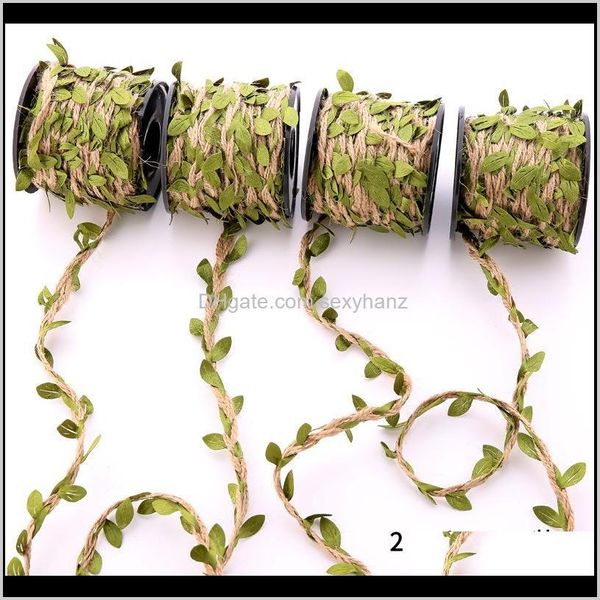 

yarn clothing fabric apparel drop delivery 2021 10 meters/roll diy artificial twine wax string with leaf silk leaves flowers garlands hemp r, Black;white
