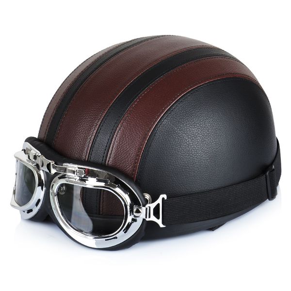 

retro motorbike leather helmet motorcycle riding vintage cruiser touring half helmets moto bicycle scooter skating baseball cap