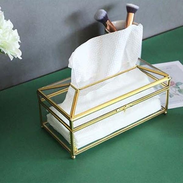 

tissue box european creative glass mirror paper holder simple living room container nordic luxury napkin tray home decor boxes & napkins