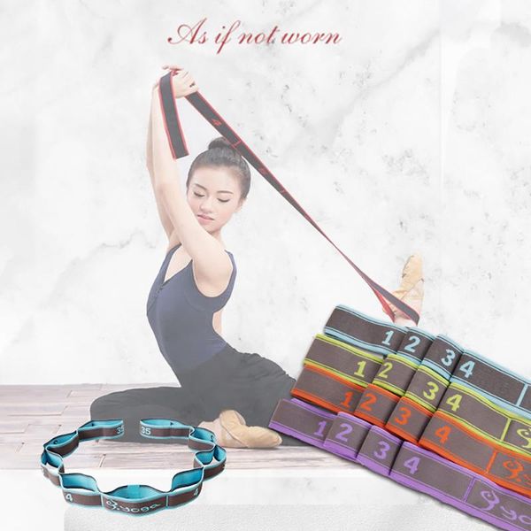 

women yoga stretch strap belt fitness exercise gym rope elasticity out flexible loops pilates workouts resistance bands
