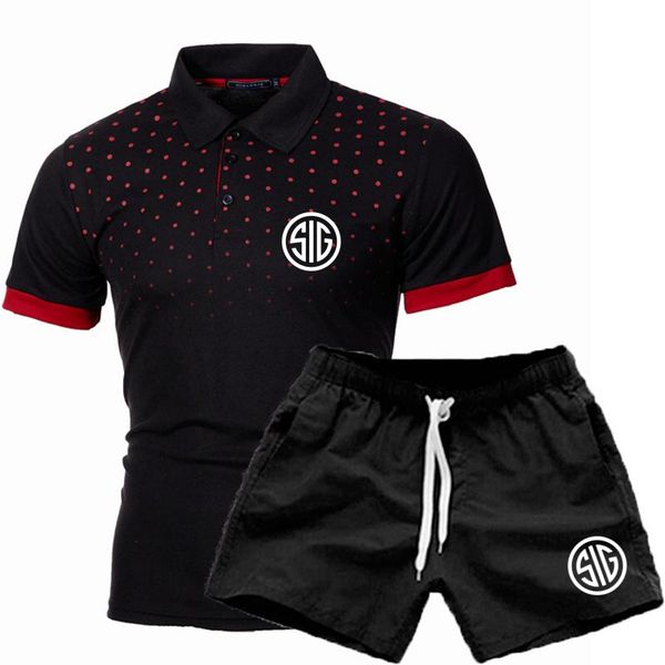

men's tracksuits 2021 logo print men summer short sleeve tee 2-piece sets comfortable customizable leisur set, Gray