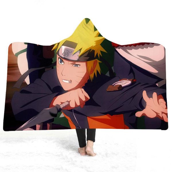 

blankets anime hooded cloak double layer plush hat blanket digital printing big