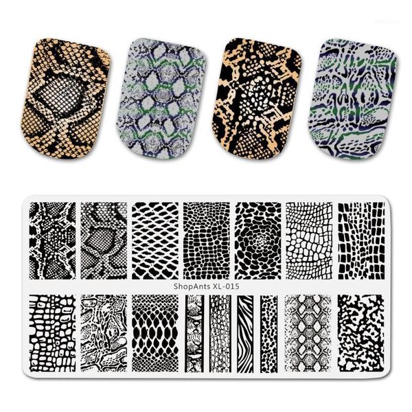 

stainless steel 6*12cm nail stamping plate snake skin image natural pattern printing stencil art stamp templates wholesale1, White