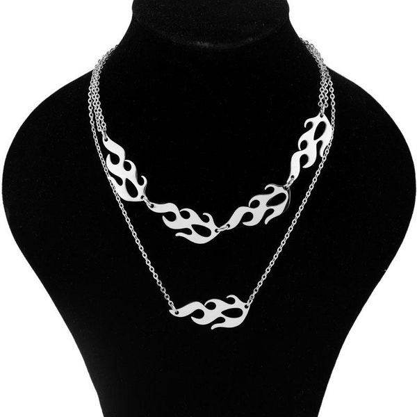 

fashion stainless steel flame necklace clavicle chain neck hat sale chains, Silver