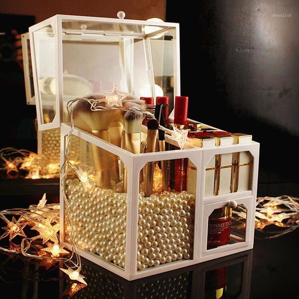 

bathroom storage & organization transparent makeup brush box deskbucket beauty tool shelf finisher1