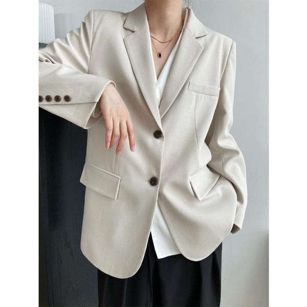 

women's suits & blazers yeeloca design slant button suit coat spring autumn single breasted notched blousers korean temperament casual, White;black