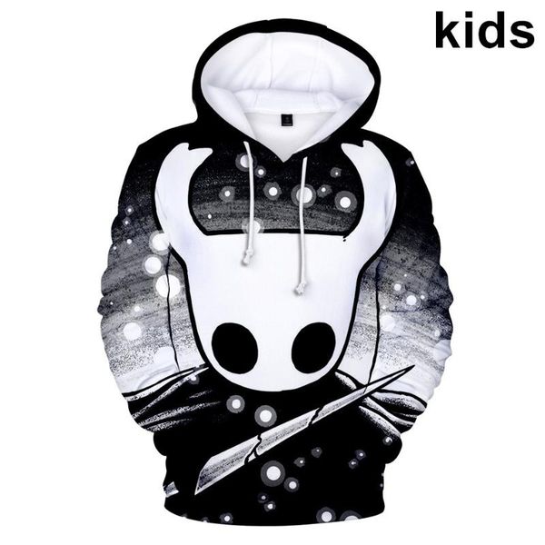 

men's hoodies & sweatshirts 3 to 16 years kids hoodie 3d hollow knight sweatshirt boys/girls action games pullover teen autumn and wint, Black