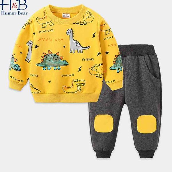 

spring children clothes set cartoon cotton home wear long sleeve children's sport outfit boys kids 210611, White