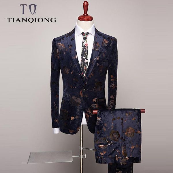 

wedding tuxedo suits for men 2 piece slim fit mens printed suit brand prom stage latest coat pant designs s-4xl men's & blazers, White;black