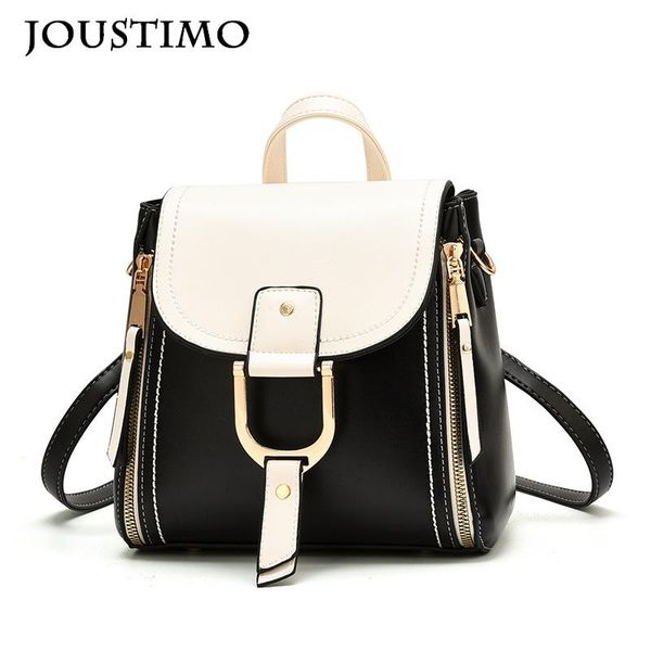 

outdoor bags multi-function women backpacks small pu leather shoulder bag 2021 personality casual zipper schoolbag for girls travel packs