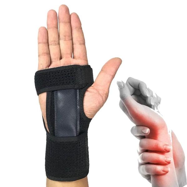 

wristband bracers fracture wrist fixed splint hand protection sprain wrap bandage rehabilitation support brace, Black;red