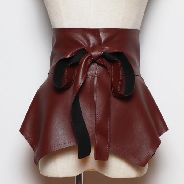

belts 2021 pu leather women peplum belt fashion skirt waist waistband female accessories tide all-match, Black;brown